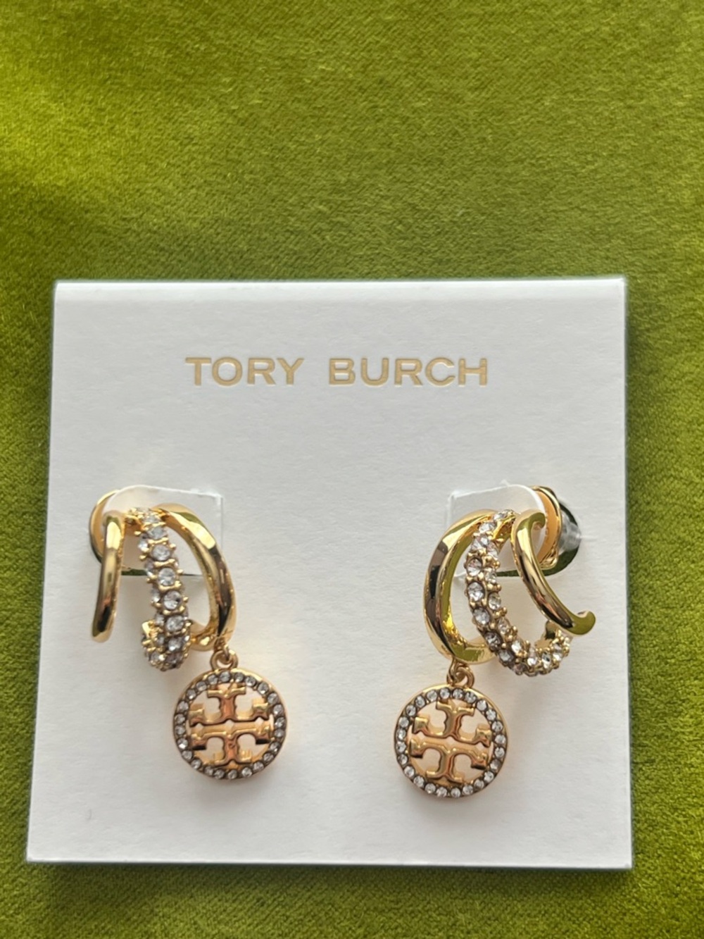 Tory Burch Icon PAVÉ Triple Hoop Earrings